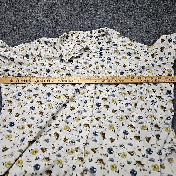Duluth Trading Co Shirt 2XL XXL Cream Floral Hawaiian Button Up Long Sleeve - Picture 4 of 6